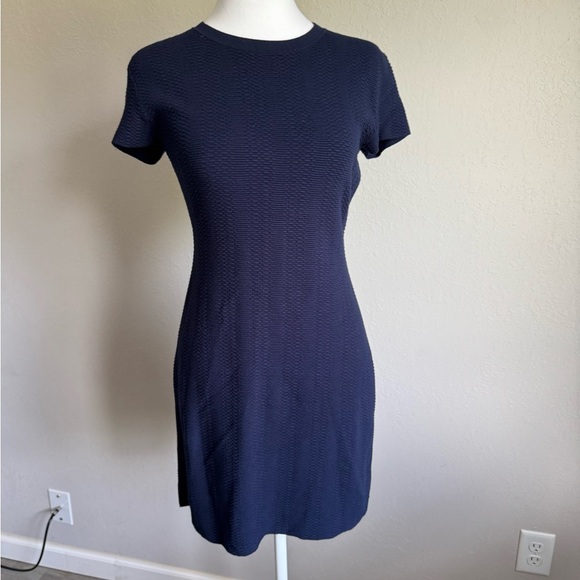 Theory Dresses & Skirts - Theory Navy Embellished Crepe Pull On Bodycon A-Line Mini Dress Womens S Preppy